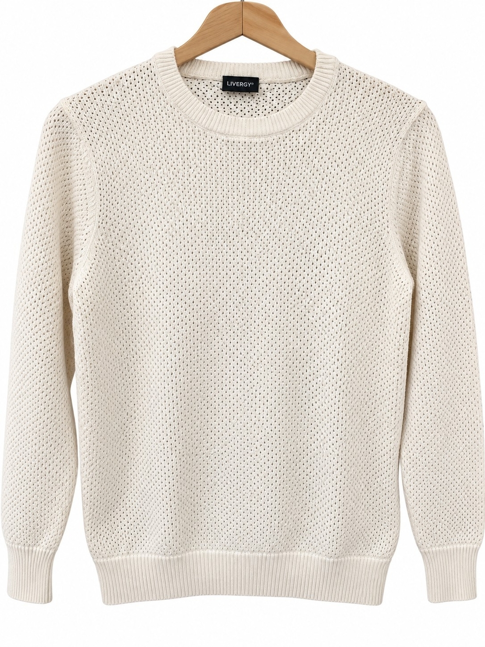 Livergy Cotton Open Knit Crewneck Sweater Size 38/40